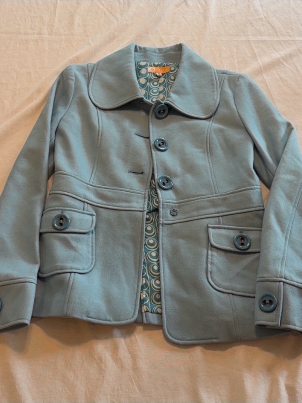 Tulle Powder Blue Button-Front Pea Coat